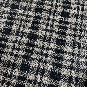 Black and White Plaid Sequin Fabric 3.5 yards